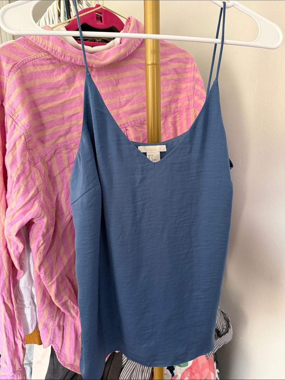 H&M Slate Blue V-Neck Spaghetti Strap Cami